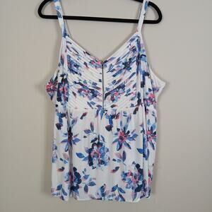 Prescott New York Tank Top Women‎ 3X Floral Cottagecore Zip Front Lightweight